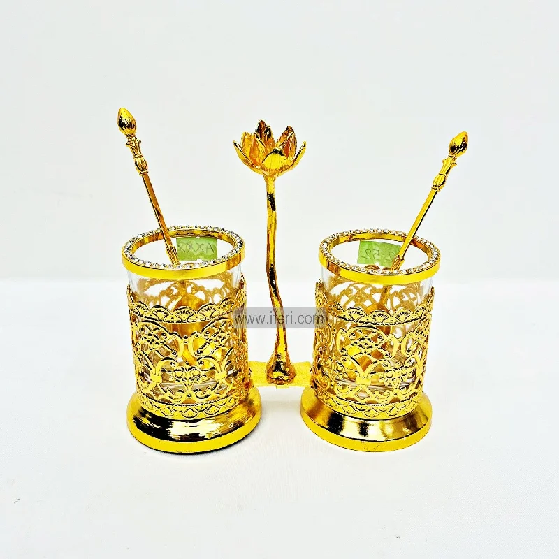 2 Pcs Metal & Glass Spoon Holder with Spoon RY2238