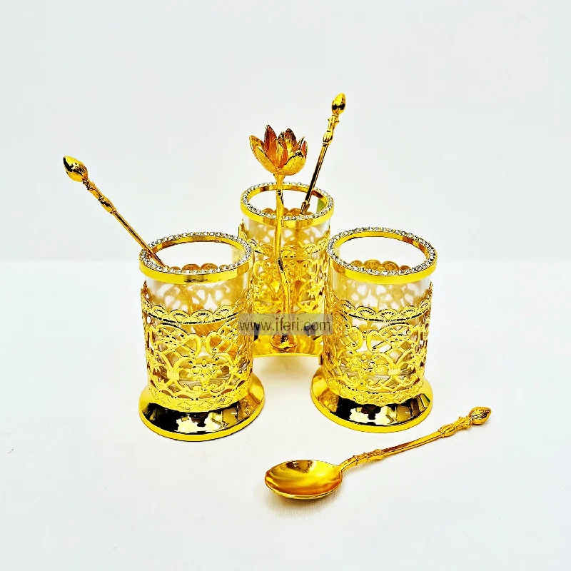 3 Pcs Metal & Glass Spoon Holder with Spoon RY2237