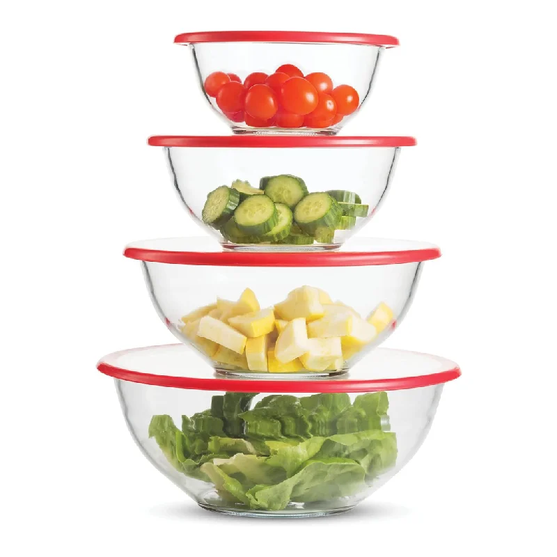 8-Piece FineDine Superior Glass Mixing Bowls Set With BPA-Free Lids