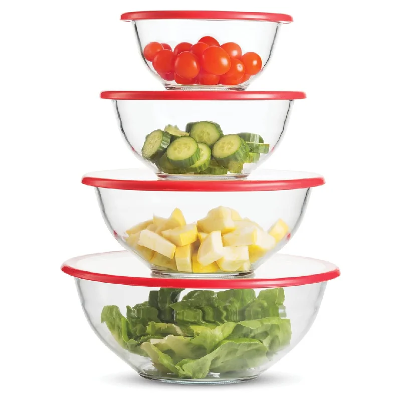 8-Piece FineDine Superior Glass Mixing Bowls Set With BPA-Free Lids