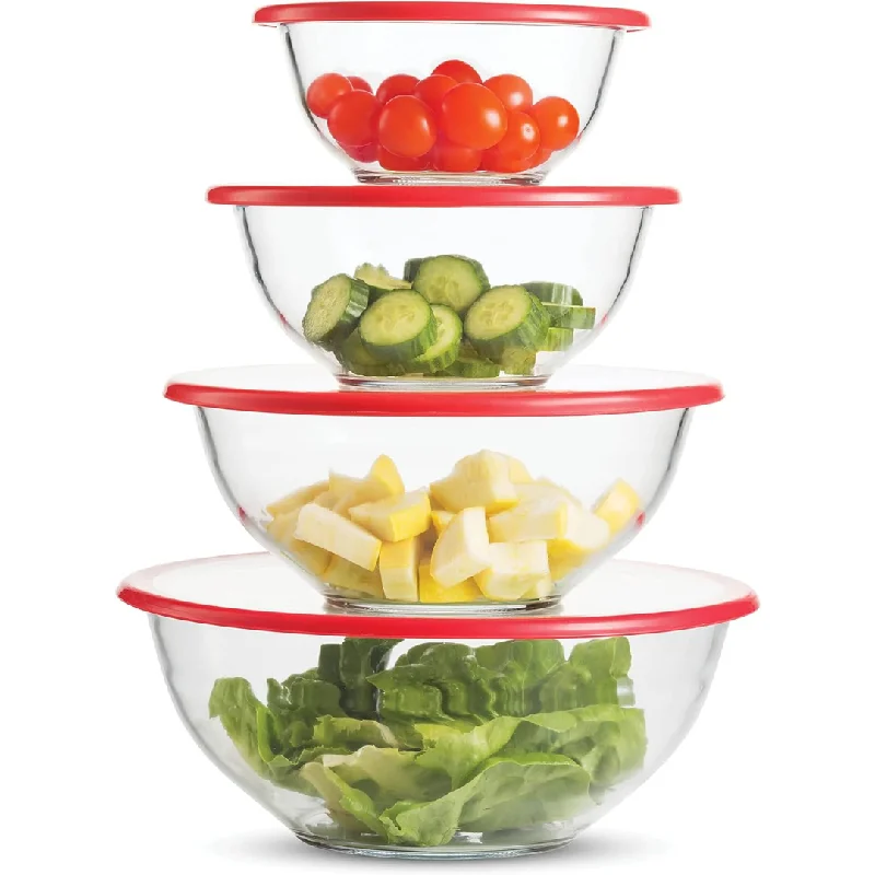 8-Piece FineDine Superior Glass Mixing Bowls Set With BPA-Free Lids