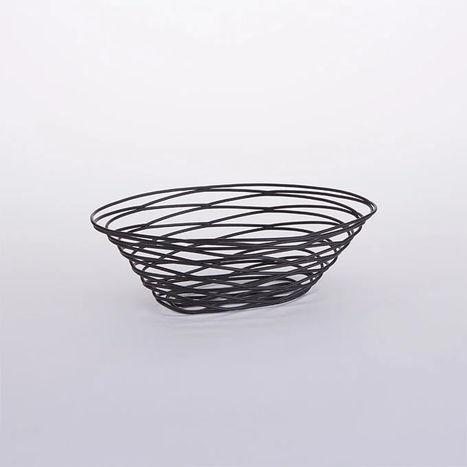 American Metalcraft 9" x 6" Oval Birdnest Wire Basket, Black