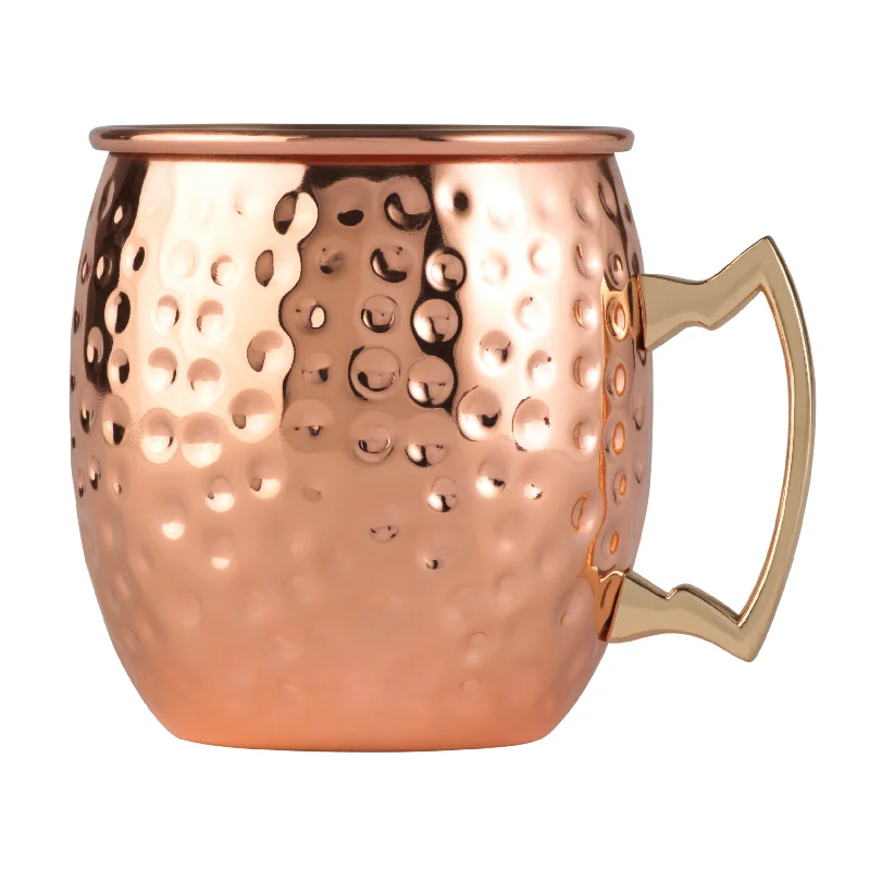 Arc Cardinal 16 Oz Moscow Mule Cup, Hammered Copper Finnish, Stainless Steel