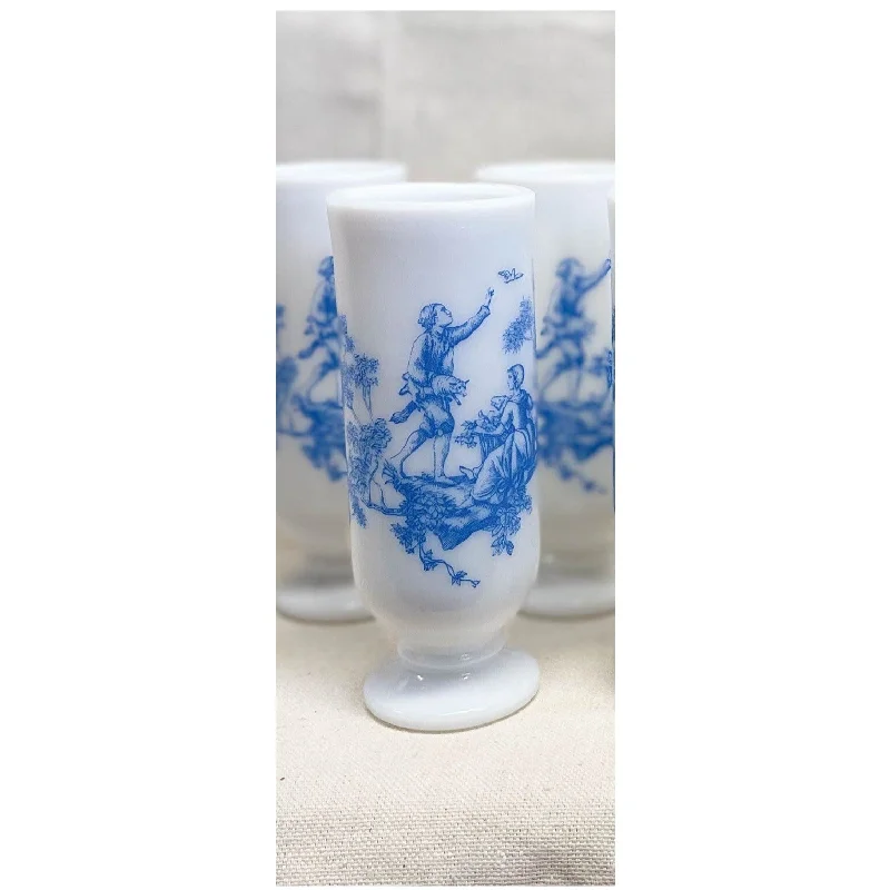 Milk Glass Demitasse Blue Toile Mug - Set of 6 - Avon