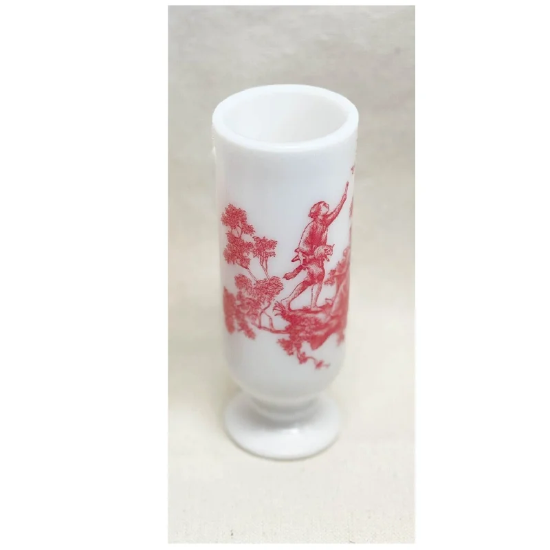 Milk Glass Demitasse Red Toile Mug - Set of 2 - Avon