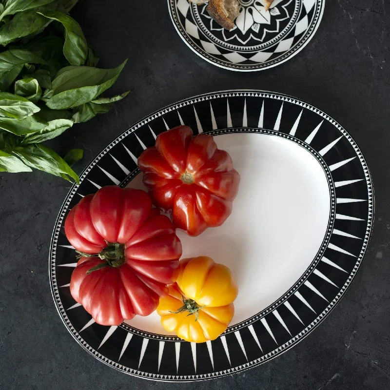 Black Burst Porcelain Serving Platter