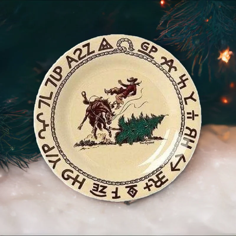 Branded Cowboy Christmas Western Dessert Plate