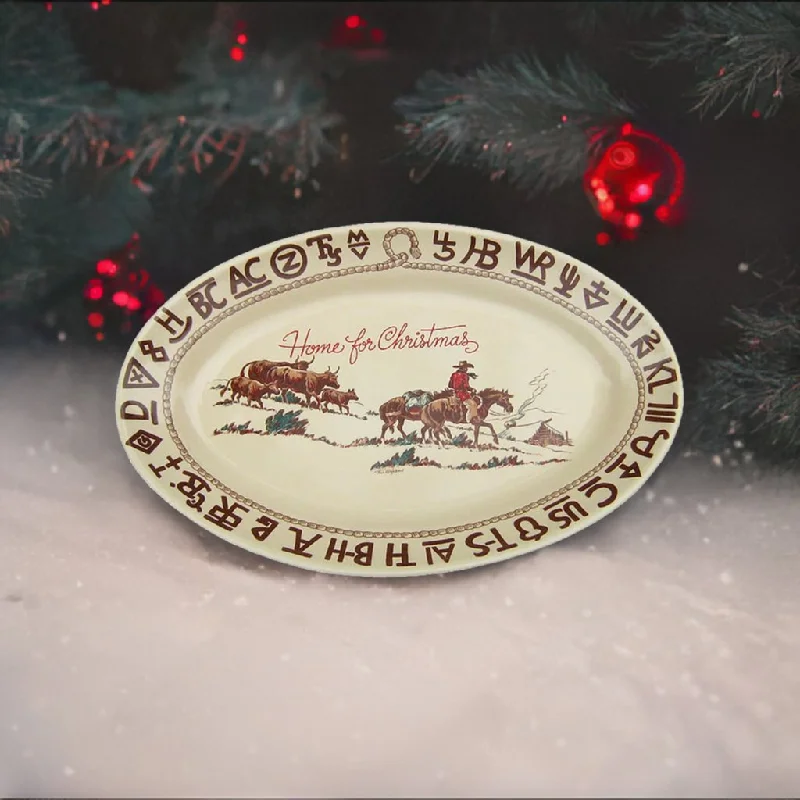 Branded Cowboy Christmas Western Oval Platter