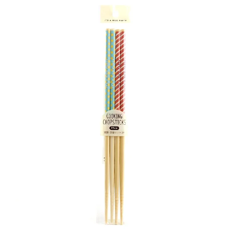 2-pair Bamboo Stripes Polka Dots Chopsticks