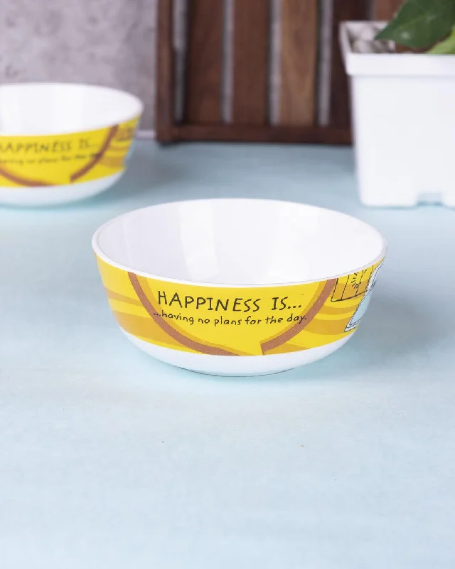 Market99 - 'HAPPINESS IS … having no plans for the day' Graphic Print Serving Bowl Katoris In Ceramic (Set of 4, 340  mL)