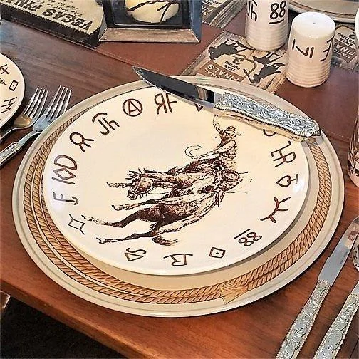 Cowboy Bronc & Brands Dinner Plates