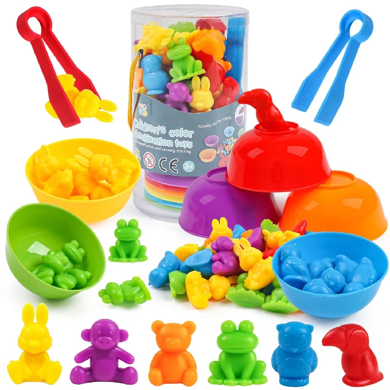 Counting Animals Toys Matching Game With Sorting Bowls Preschool Learning A