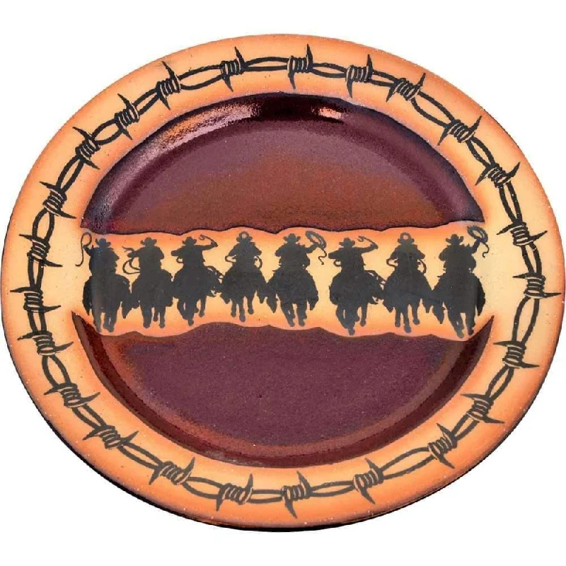 Cowboy Posse Horses Round Platter