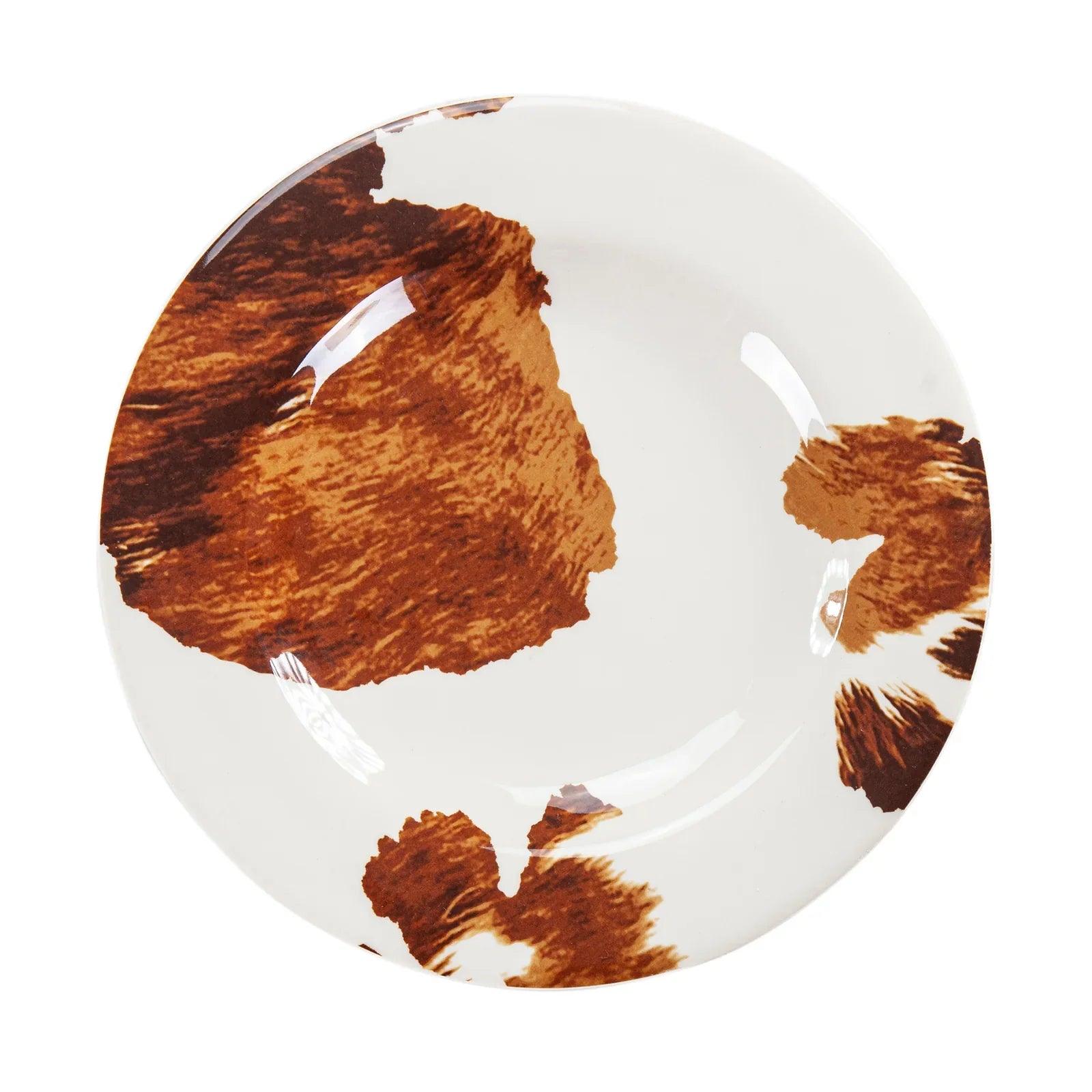 Cowhide Print Melamine Dinner Plate Set