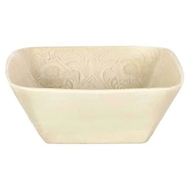 Cream Embossed Square Western Serving Bowls