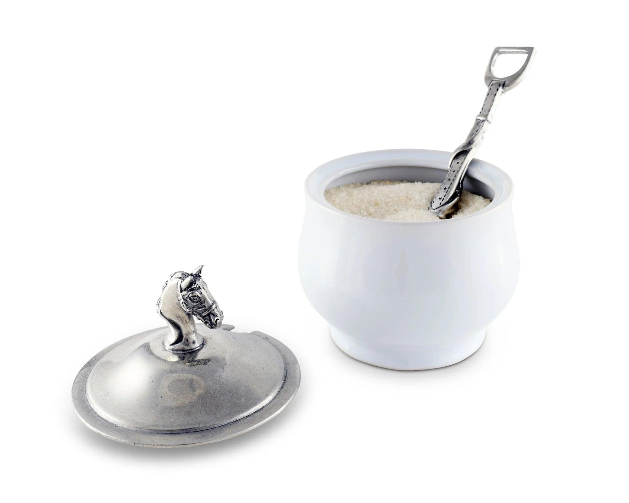 Equestrian Sugar Bowl and Spoon