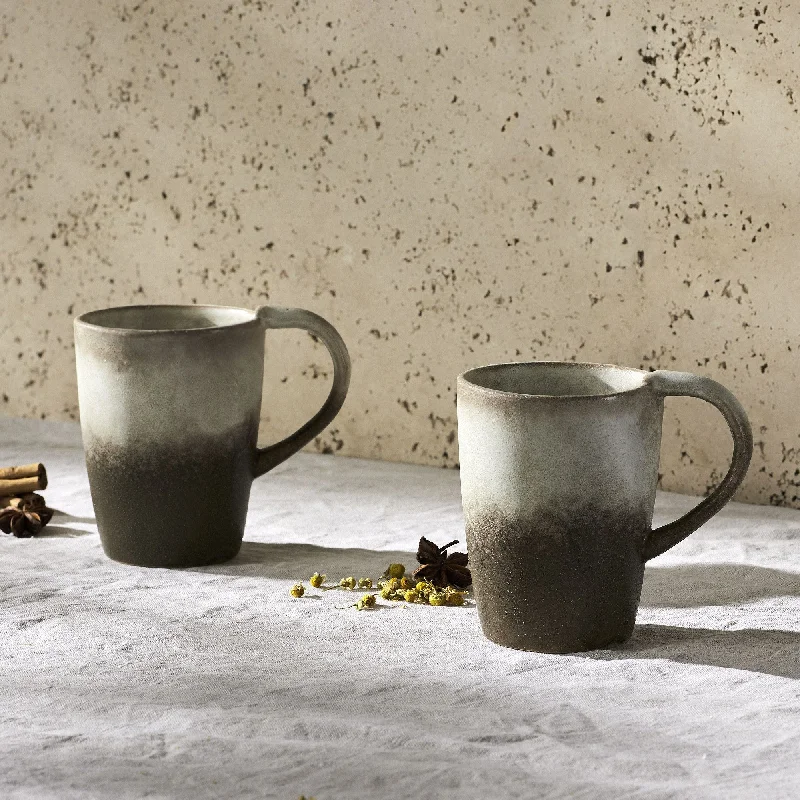 Grand Deisgns Set Of 2 Dusk 300ml Stoneware Mugs - Cream & Brown