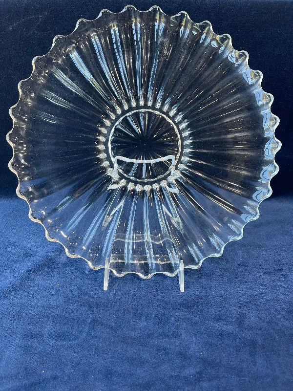 Large Glass Platter w/Scalloped Edge