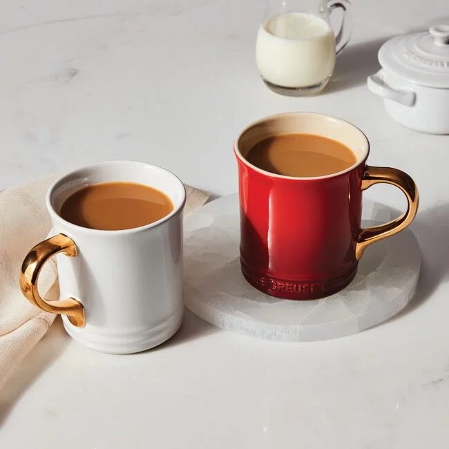 Le Creuset Coffee Mug with Gold Handle