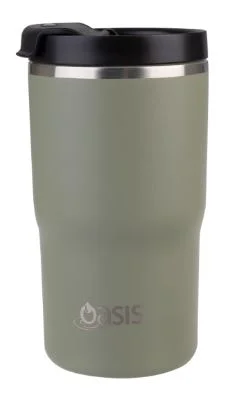 Oasis Ceramic Stainless Steel Double Wall Insulated Travel Mug 480ml - Olive Green