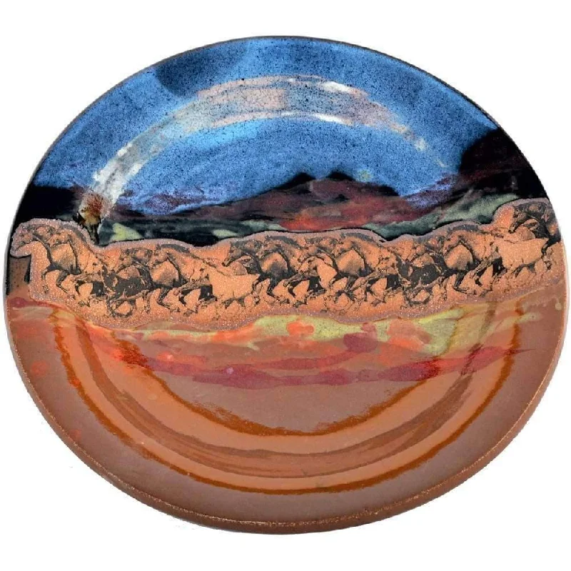 Open Range Horses Round Platter