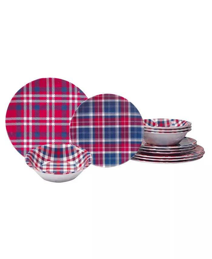 Patriotic Plaid Melamine Dishes