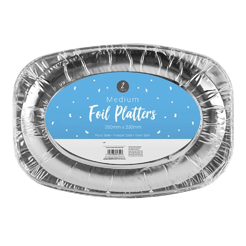 POP Medium Foil Platters 2pk 35 (W) x 23 (H) cm