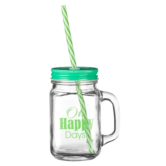 PREMIER 450ML HAPPY DAYS SQR GLASS JAR MUG- 1404079