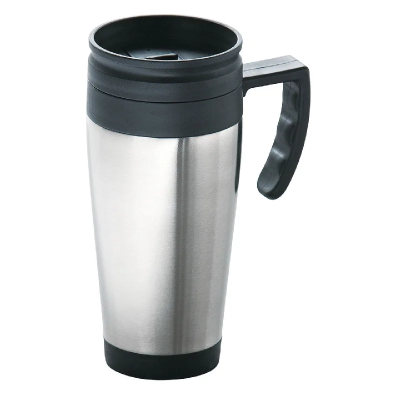 PREMIER S/S DRINKING MUG W/BLACK PLASTIC HANDLE - 1405035