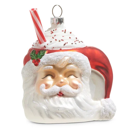 RAZ Imports - Santa Mug with Whip Cream Ornament