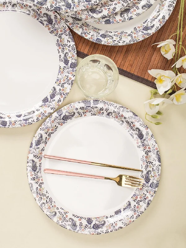 Full Plate Set Of 6, White & Blue