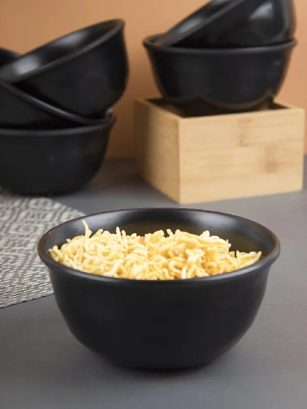 Melamine Black Round Soup Bowl (Set of 6)