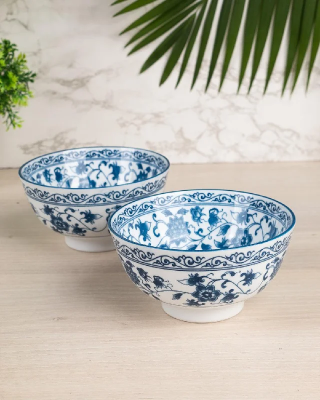 Bowls, Glossy Finish, Royal Blue, Ceramic, Set of 2, 300 mL