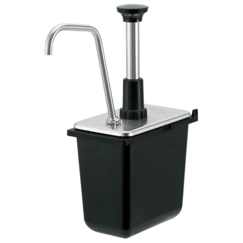 Server 1 Oz Condiment Pump with Lid for 1/9 Size Containers, Stainless Steel