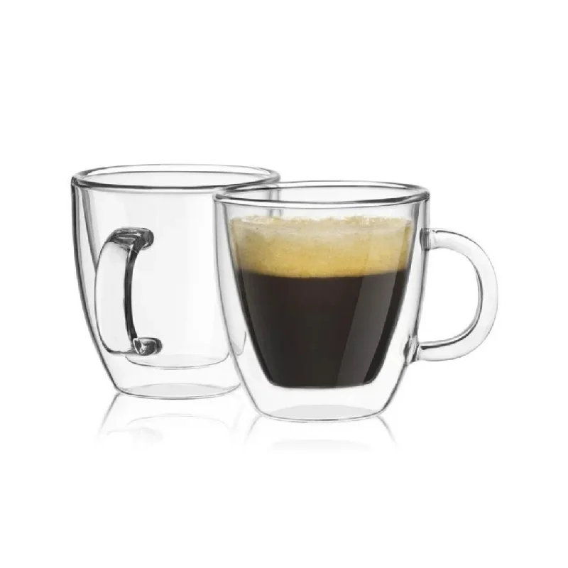 Set of 2 JoyJolt 5.4oz Savor Double Wall Insulated Glasses Coffee Mugs