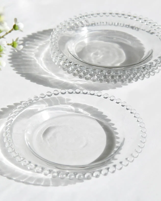 Set of 4 Bella Perle Beaded Edge Glass Side Plates