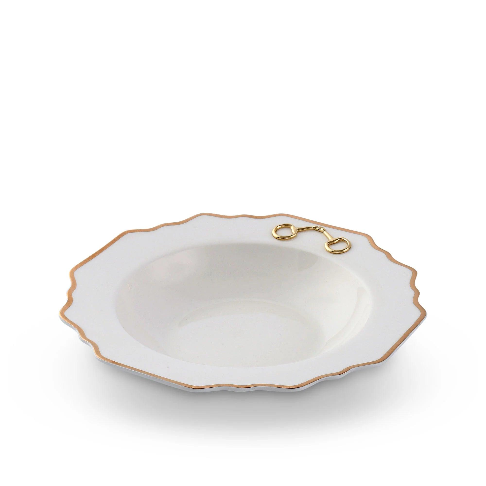 Snaffle Bit Gold Scallop Soup Bowl