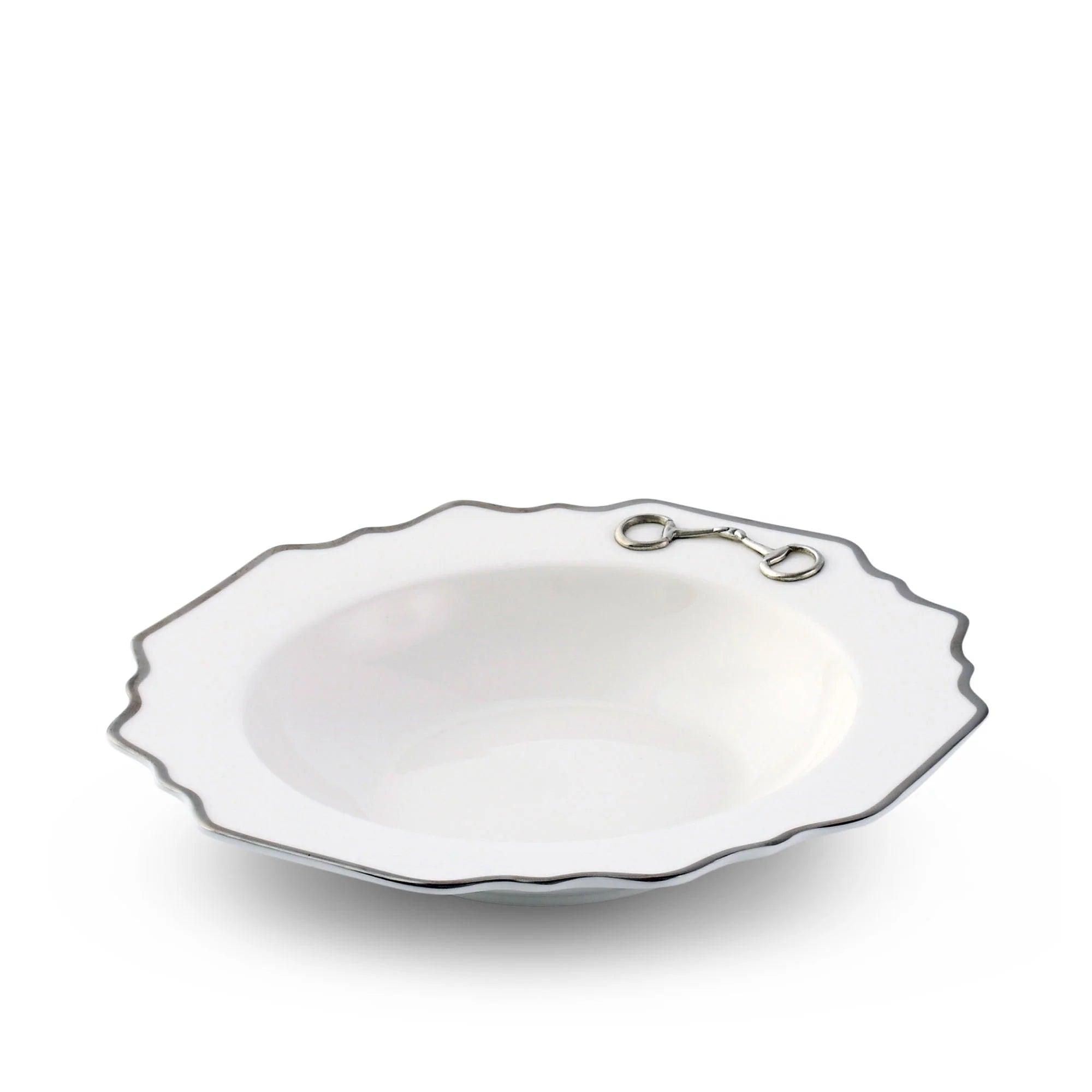 Snaffle Bit Platinum Scallop Soup Bowl