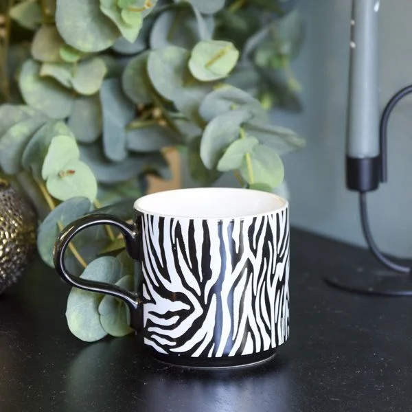 Straight Sided Mug Zebra Black/White