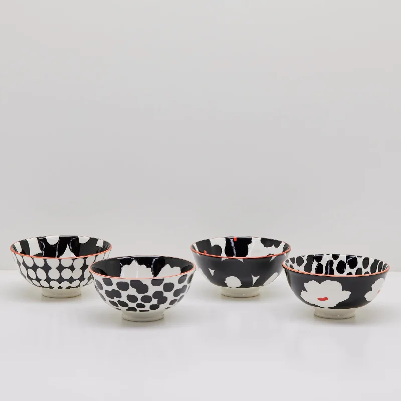 Suki Bowl Set - Black/White - 4pc