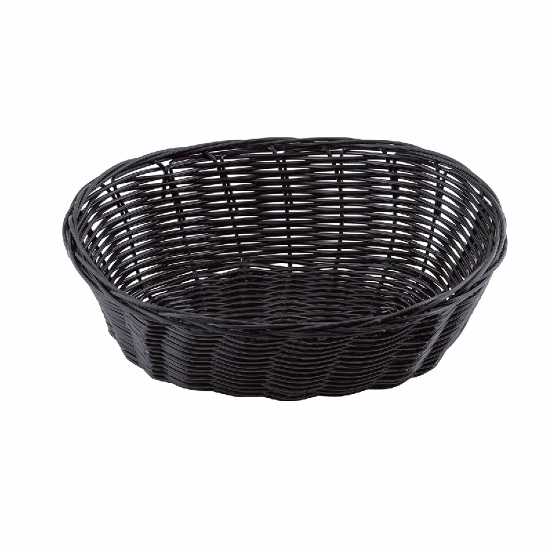 TableCraft Oval Bread Basket, Black, 10" x 6.5" x 3"