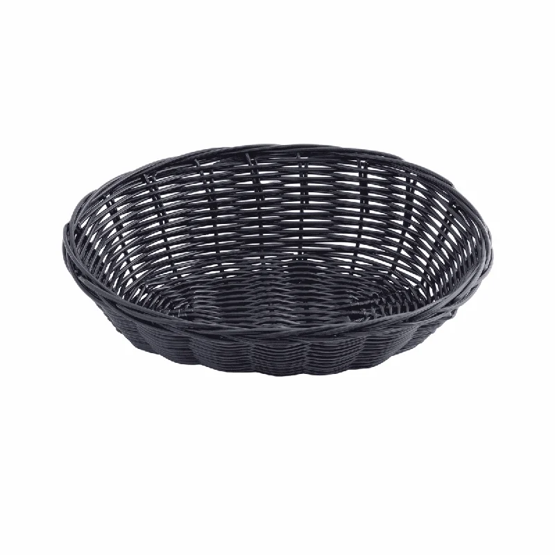 TableCraft Oval Bread Basket, Black, 9" x 6" x 2.25"