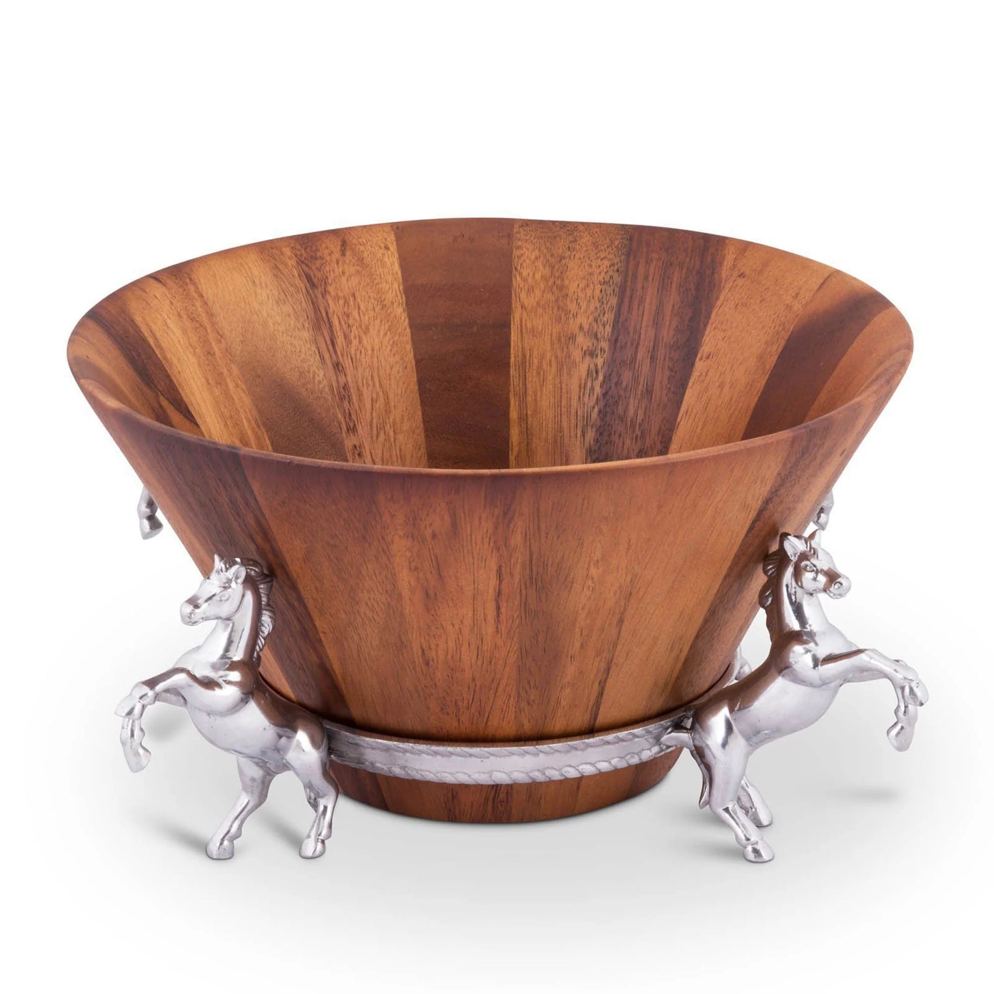 Wood Salad Bowl w/ Horse Stand