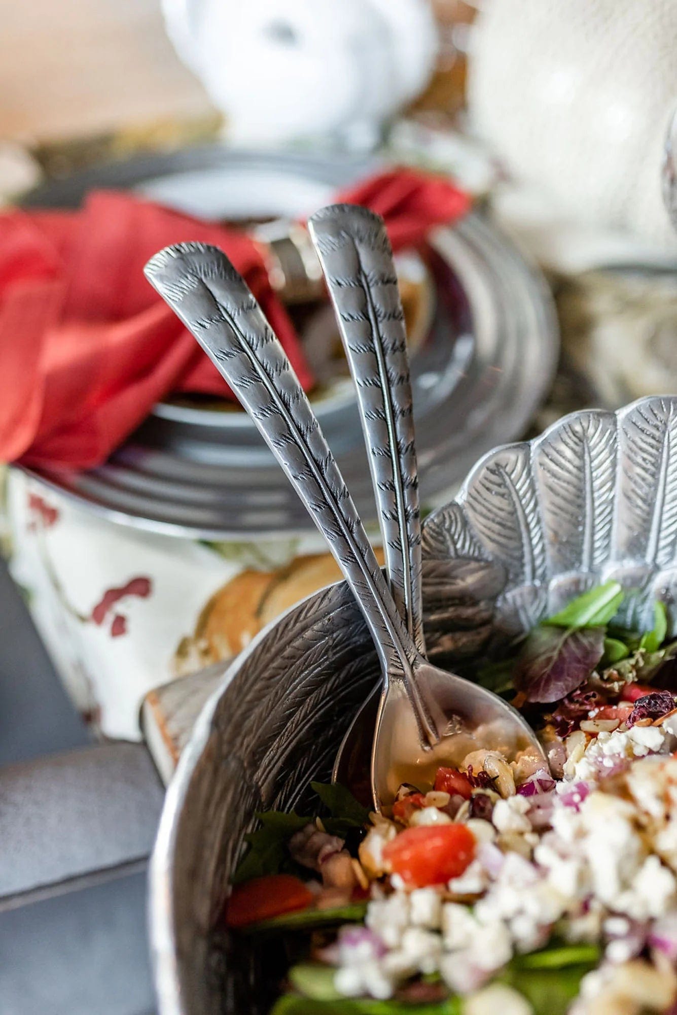 Turkey Feather Aluminum Serving Spoon Set