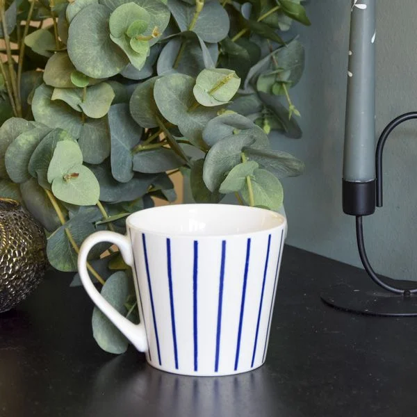 Wide Mug Nautical Blue Stripe