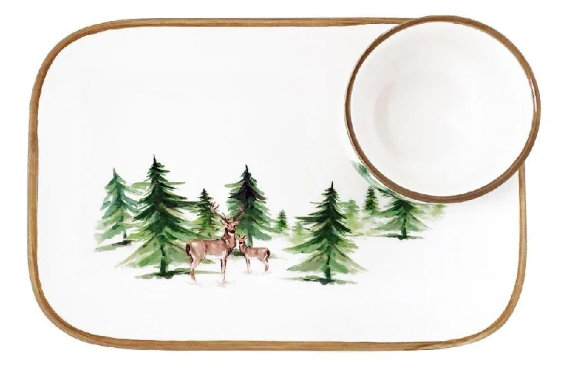 Wild Evergreen Platter & Dip Bowl