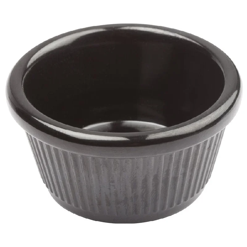 Winco 2 Oz Fluted Melamine Ramekin, Black