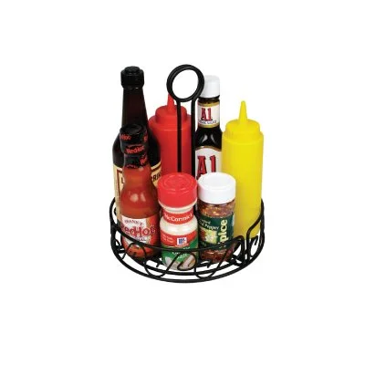 Winco 6.25" Round Wire Condiment Caddy, Black, 9" Tall