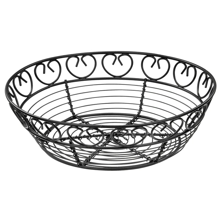 Winco 8" Round Bread / Fruit Wire Basket, Black - WBKG-8R