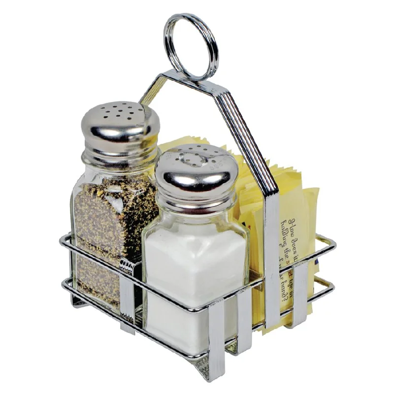 Winco Cruet Rack For Salt / Pepper Shakers & Sugar Packets, Chrome Plated